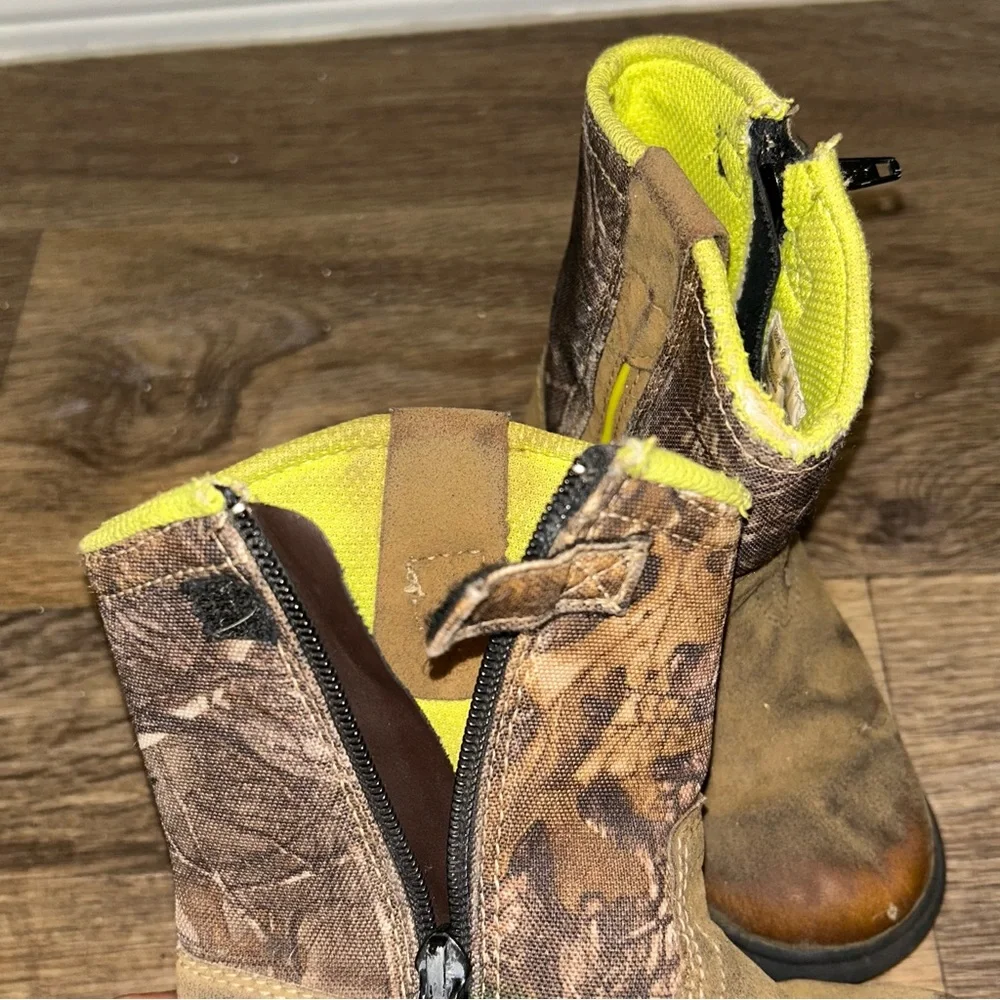 Toddler Magellan Brown Outdoor Camo Realtree Zip Up Boots Size 9 |F32